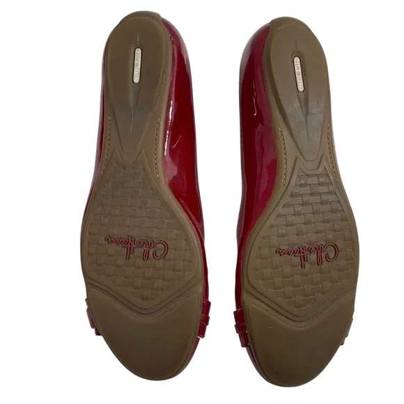 Cole Haan Red Patent Leather Ballet Flats Buckle Detail Shoes Nike Air Sole 7.5 - Picture 6 of 10